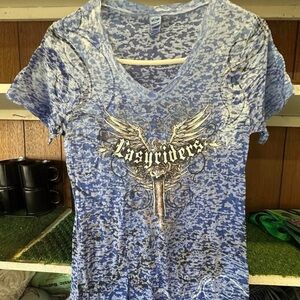 Kavio Blue and White Graphic Tee